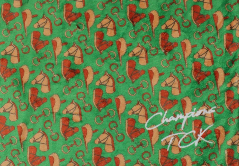 画像2: ブランケット 馬パターン柄（グリーン） (2)