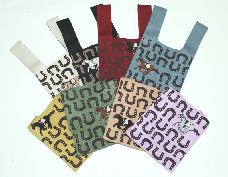 画像1: 馬蹄柄ニットバッグ (1)