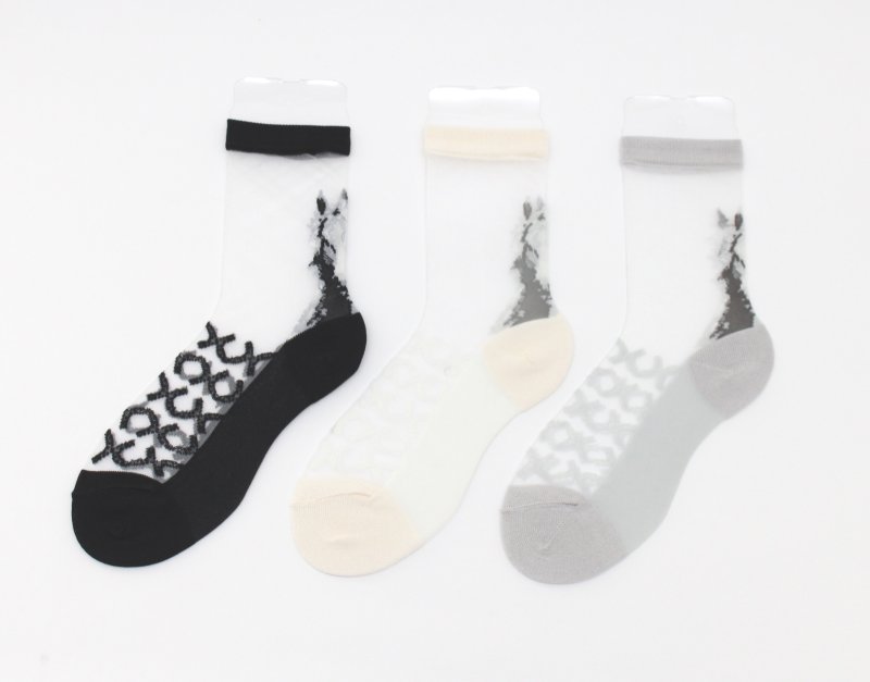 画像1: 馬柄シースルー靴下 (1)