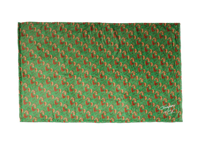 画像1: ブランケット 馬パターン柄（グリーン） (1)