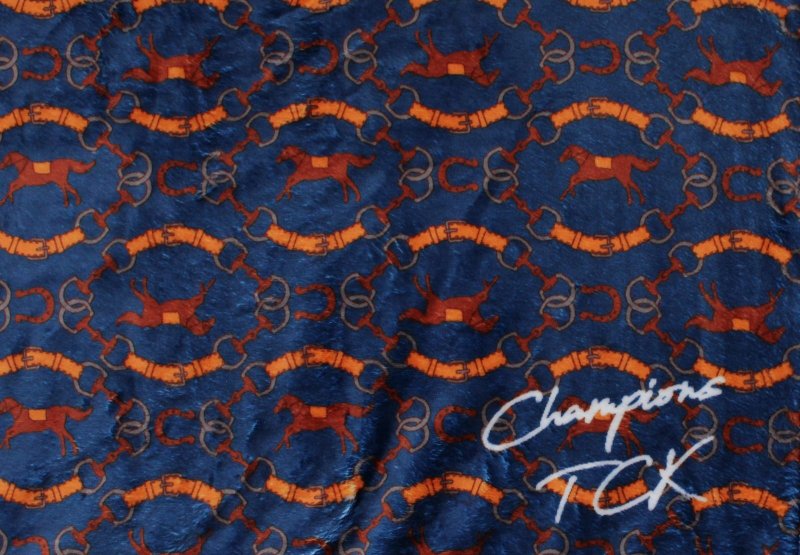 画像2: ブランケット 馬パターン柄（ネイビー） (2)