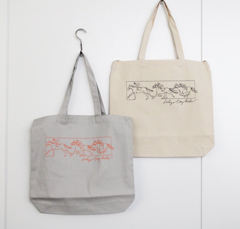 画像1: 競馬ひとふでアートトートバッグ (1)